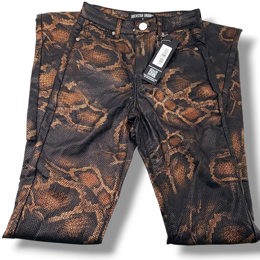 Rockstar Original Drama Snake Super Stacked Pants Womens M NWT Flare Streetwear